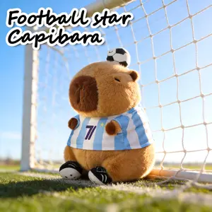 Cute Capybara Plush Toy Wearing Soccer Jersey and Hat, Soft and Realistic, Stuffed Animal Gift, Perfect Gift for Sports Lovers, Ideal for Holidays and Birthdays