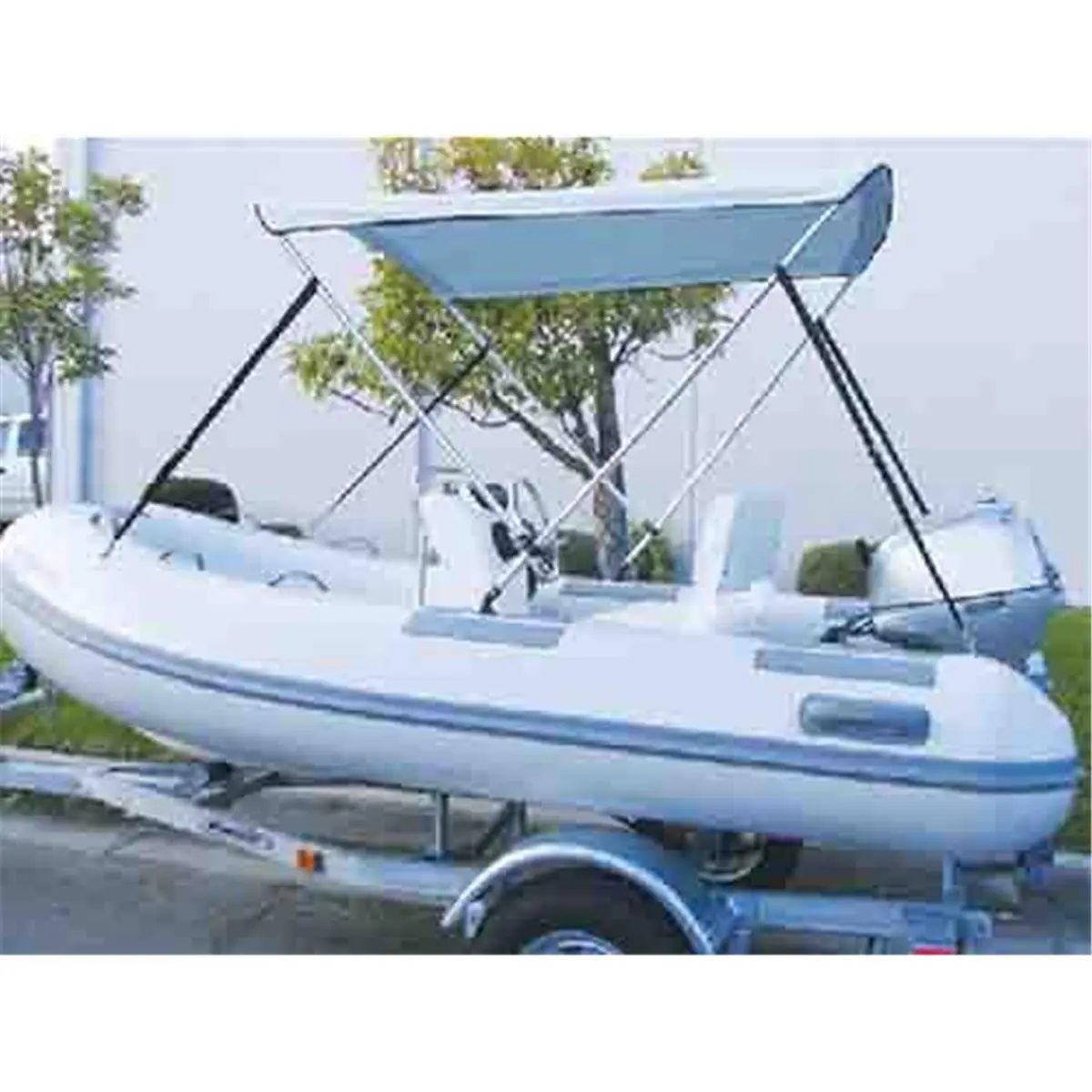Carver V4267UB Wide Vinyl Bimini Top - 63-73 in. Width, 42 in. Height, 66 in. Length, 7/8 in. Aluminum Tubing Frame, White Nylon, Water Sports Accessory for Smaller Boats, Cool Shade Relief, Sturdy Frame, Bimini Tops