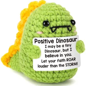 Cute mini handmade inspirational dinosaur plush! This little positive crochet dino is the perfect sweet gift for friends, family, colleagues and loved ones. Great as encouragement presents, birthday gifts and Christmas stocking stuffers for everyone.