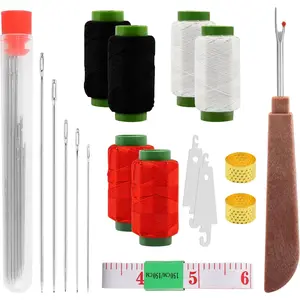 38 count Sewing Tool Set, Big Eye Steel Sewing  Kit, with  Threaders, Seam Ripper, Threads, Thimbles and DIY Crafting Tools for Crafts, Repair, Quilting