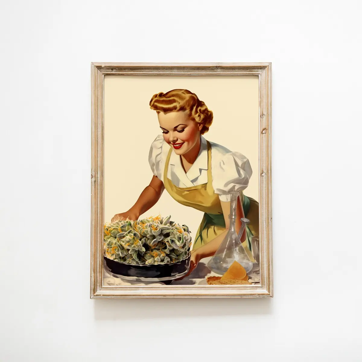Cake n Bake (Weed Cake, Weed Artwork, 60s wall art, Vintage Wall Print, Trippy Wall Art) No Frame