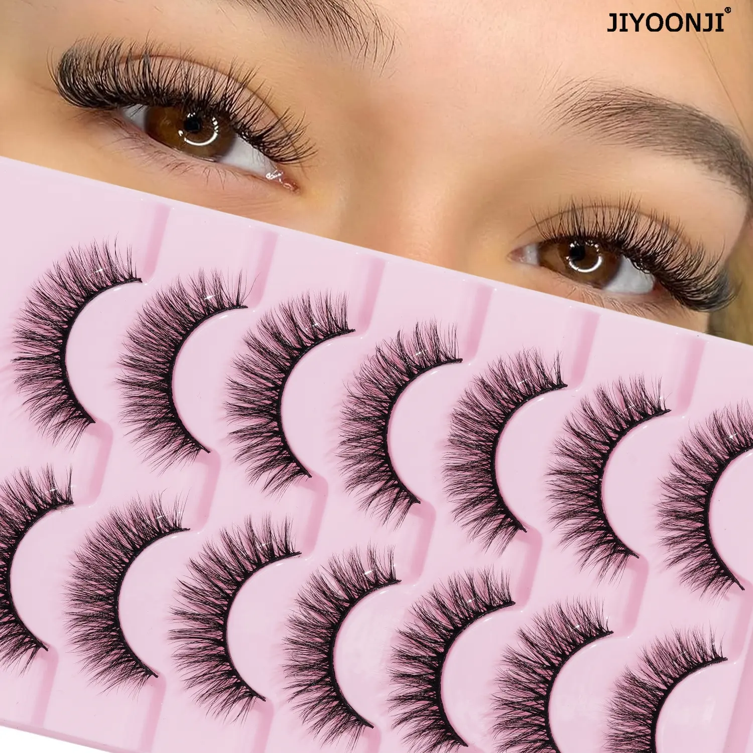 Natural Looking False Eyelashes, Synthetic 7 Pairs of Long, Fluffy and Lightweight 3D Design Cosmetic, Perfect for Daily Wear and Special Occasions, Beginner Friendly Lashes, Ideal for Beginners to Enhance Eye Makeup