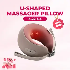 [mothersdaygift] CINCOM U-Shaped Neck Massager Pillow（Mocha Coffee） for Cervical Support, with Soothing Heat & Kneading, 360° Memory Foam Support, Cordless, Rechargeable & Portable, Perfect Gift for Black Friday, Thanksgiving, Christmas, Birthdays & More
