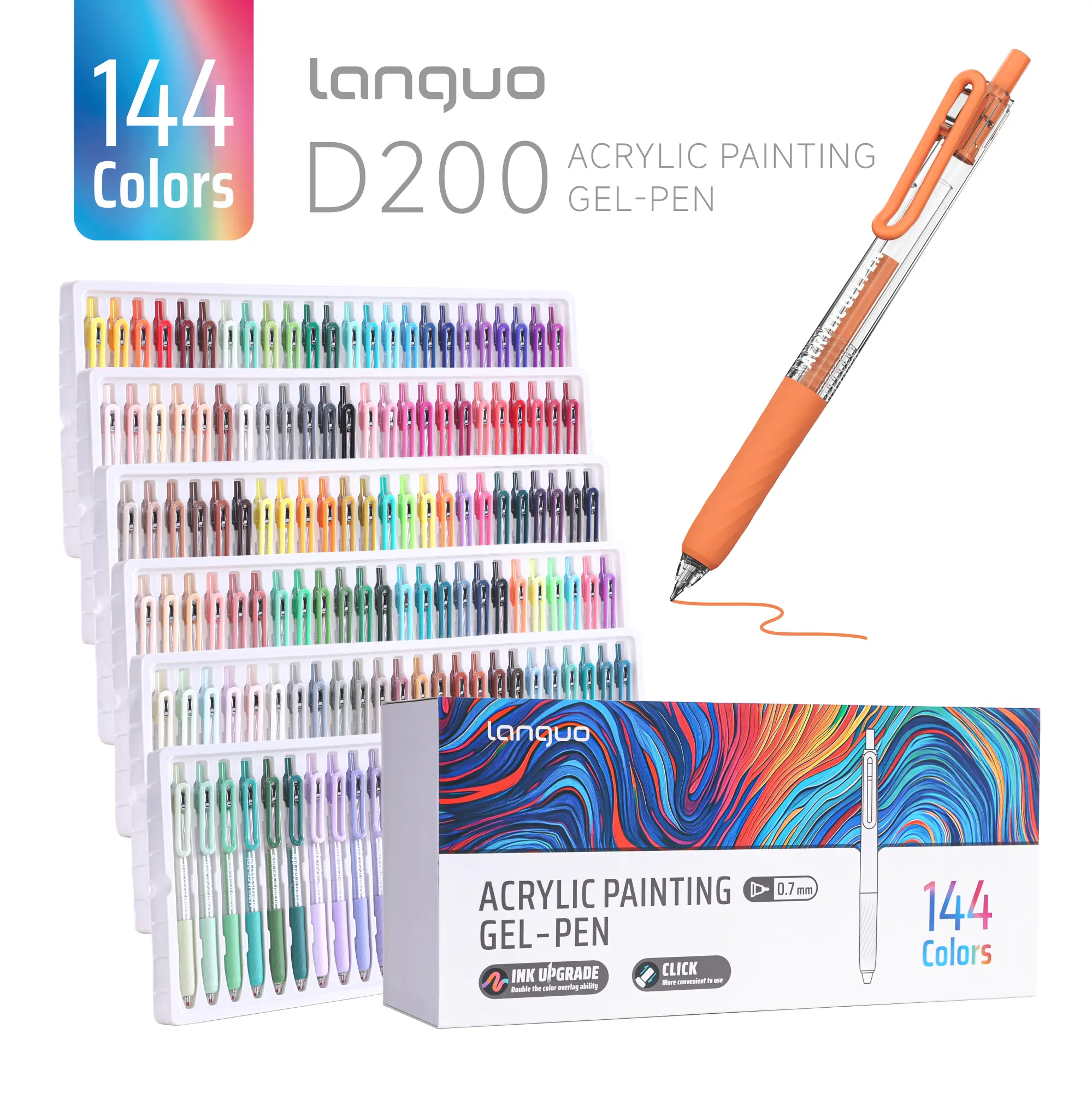 【BUY 1 GET 2 FREE GIFTS】144-Color Retractable Acrylic Gel Pens (d200-20) - Opaque Colors, No-Bleed, Mess-Free for Back to School Planners, Office Professional Use