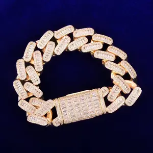 [ICE HUE] 18K Gold Vacuum Plated Copper Cuba Bracelet with 5A+ Sri Lanka Square & Round Zircon, Miami-Italy-Mexico & Micro Inspired, Hip Hop Style Luxury Jewelry for Women, Daily Wear & Gift Idea