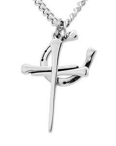 Woman's Stainless Horseshoe Nail Cross / Horseshoe Combo Necklace - John 19:30 / 1 Corinthians 16:13