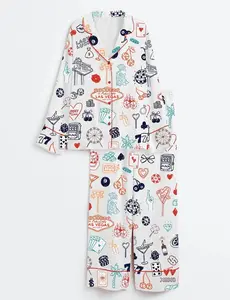 Las Vegas Wedding Casino Party Short Sleeve Satin Pajama Set, Family Pajamas Satin Set, Gift For Wedding Casino, Christmas Shirt Las Vegas