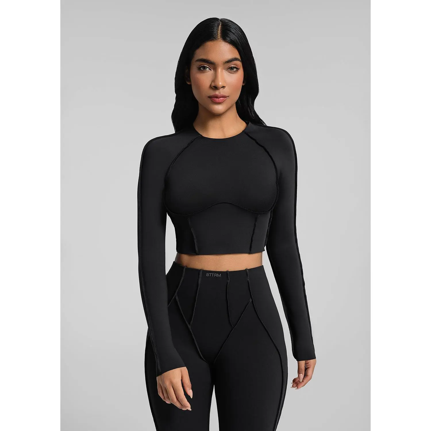 Contour Stitch Long Sleeve Crop | Catline Collection | Womenswear