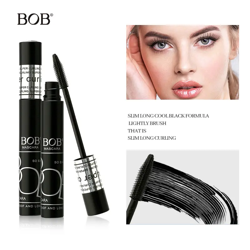 BOB 24H Waterproof Lengthening & Volumising Mascara,  Smudge-Proof Long-Lasting Curling Mascara with Lash Primer,  Clump-Free Defined Natural Look,  Perfect for Everyday Wear,  Suitable for Sensitive Eyes,  Vegan & Cruelty-Free