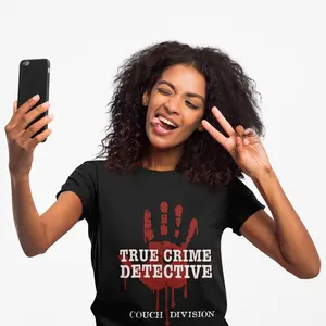 True Crime Detective T-Shirt | Couch Division, Blood Handprint Graphic