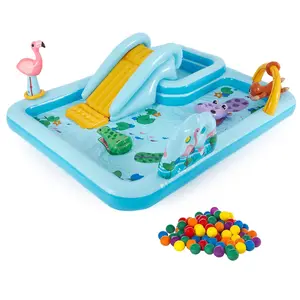 Intex Inflatable Jungle Adventure Play Center & Plastic Fun Ballz, 100 Pack Intex Inflatable Jungle Adventure Play Center & Plastic Fun Ballz, 100 Pack