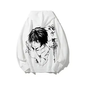 Death Note L Hoodie Anime Graphic Japanese Style Clean Minimal Streetwear Unisex Couple Outfit Soft Cotton Fall Winter Gift 100% Cotton Eco-friendly Print