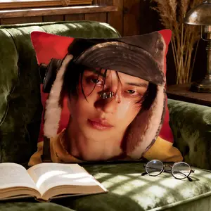K-pop Star TXT Yeonjun Cushion Cover Ultra-Soft Reversible Plush Pillow Cover | Double-sided fluffy comfort for car, sofa, bedroom | Skin-friendly fabric | Easy clean & maintain | Stylish home decor | Perfect gift for family & friends