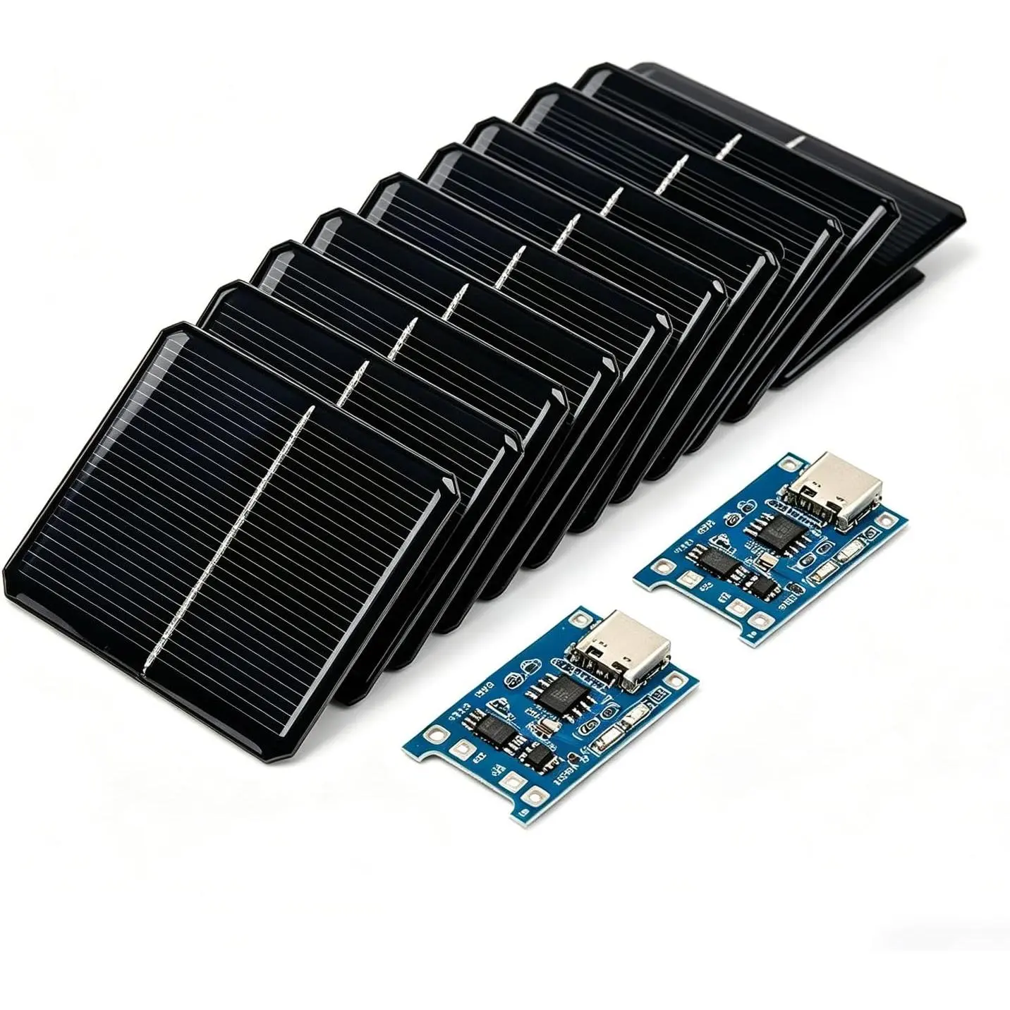 Gikfun 10pcs Mini Solar Panel 5V 80mA Monocrystalline Silicon with 2pc TP4056 Type-c USB Module for DIY Solar Projects Camping Electronics Blackout Em