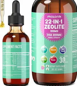 Zeolite Detox for Kids and Adults, Herbal Detox with 800mg DHA, 500mg Inulin, Probiotics & Vitamin B12, D3, C, B6, Cilantro Extract Cleanse to Support Brain, Immune, Gut, Energy, Berry Flavor, 60ML