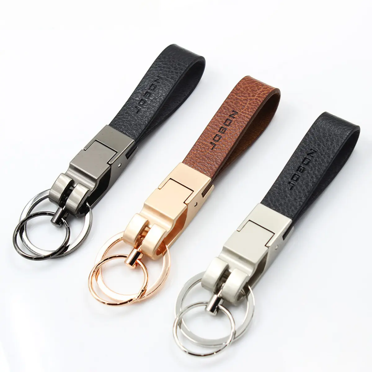 Women's Fashion Black-Black Leather Lanyard Keychain - Everyday Lanyard Form, Quick Release Design, 2 Heavy-Duty Metal Key Rings, Car Interior Decoration, Premium Gift Box Packed, Ideal Birthday/Anniversary Gift