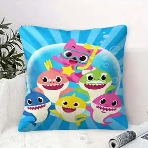 Soft Baby Shark Pillow with Insert for Kids' Sleepover & Beach House Decor,Cute Shark Printed Short Plush Cushion,Children's Bedroom and Playroom Decoration | Children's Birthday Gift and Essential for Kindergarten Classrooms