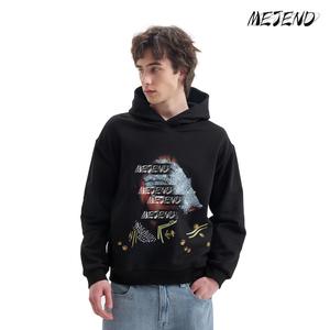 Unisex 100% Cotton Long Sleeve Sweatshirt, MeJend Rhinestone Graphic Top, Oversized Streetwear Pullover, Casual Outfit Fall Winter Clothing Glove