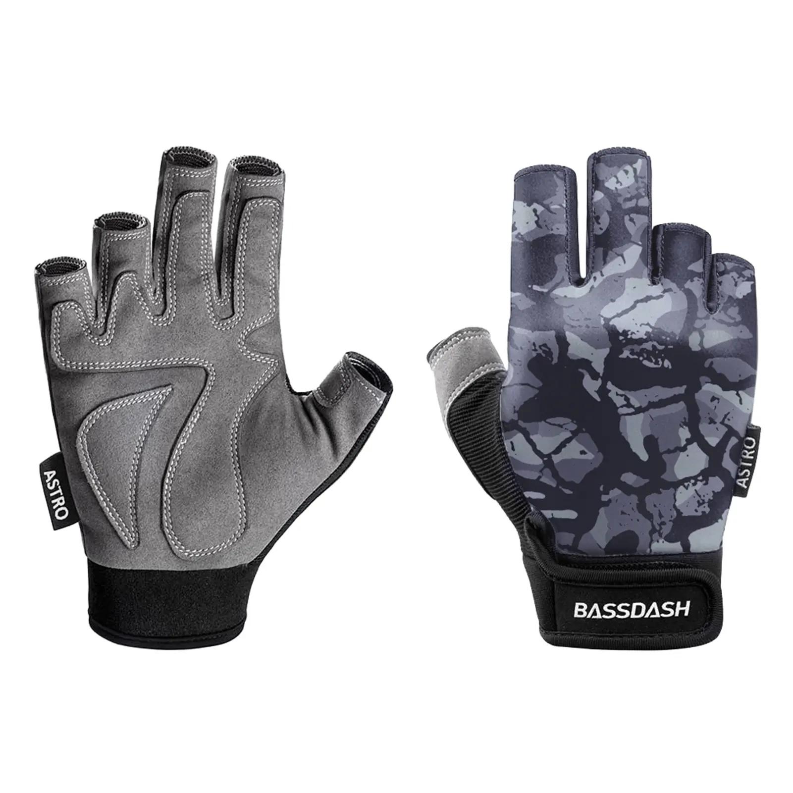 BASSDASH Astro Fishing Gloves, Fingerless Non-Slip Grip for Men Women BASSDASH Astro Fishing Gloves, Fingerless Non-Slip Grip for Men Women