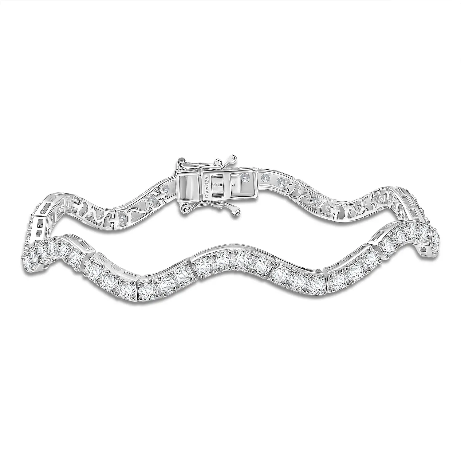 D'Joy Moissanite 6.40 ctw Bracelet in Rhodium Over Sterling Silver (7.25 In)