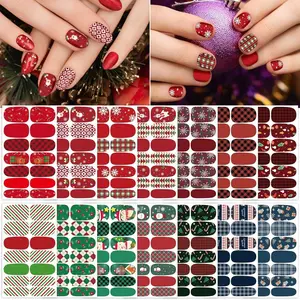 14 Sheets Christmas Nail Wraps Stickers Nail Polish Strips Self-Adhesive Full Wraps with 2 pcs Nail Files for DIY Nail Art Decals (Gift Style)