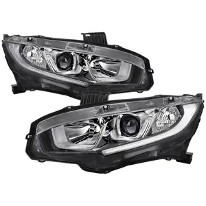 2016-2021 Civic LED Strip Factory Style Projector Headlights (Chrome Housing/Clear Lens)