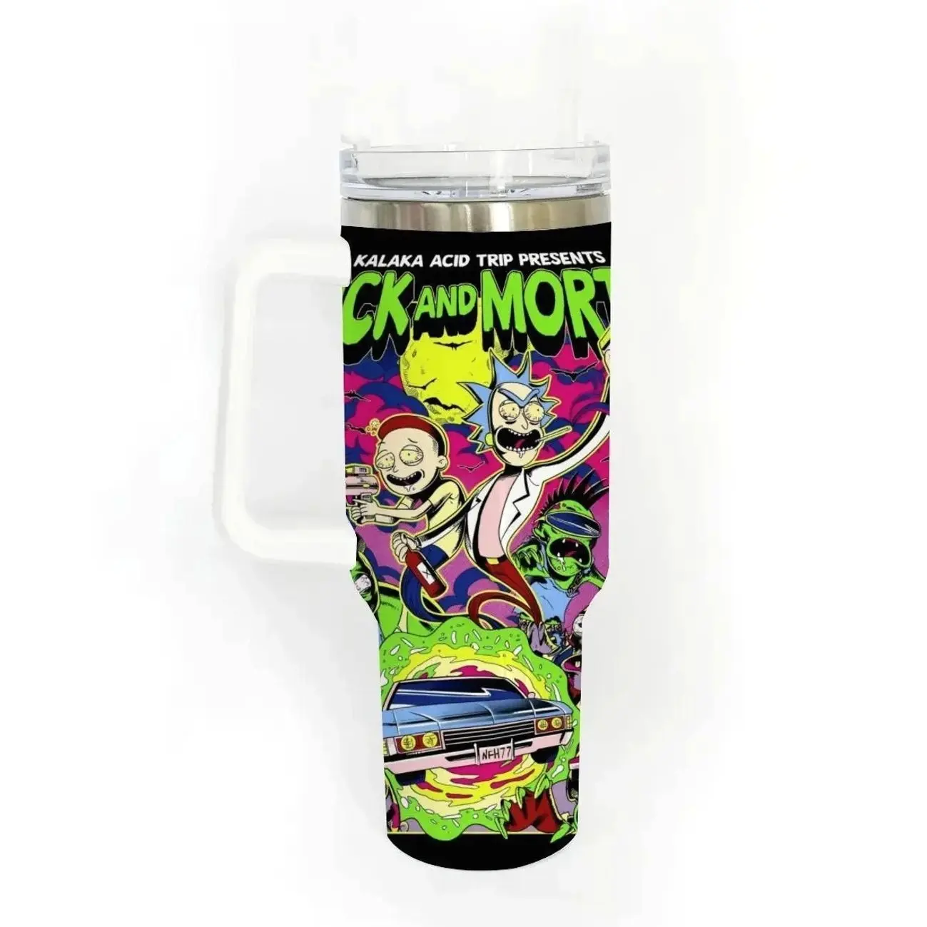 40oz Stainless Steel Tumbler, 1 Count Rick And Morty Pattern Insulated Water Bottle, Stainless Steel Thermos, Stainless Steel Flask, Drinking Cup for Home Office School