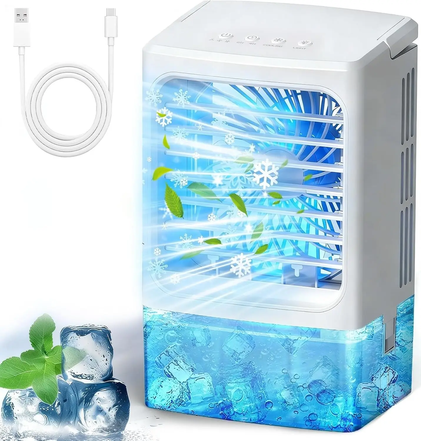 Mini Air Conditioner Small Portable AC Unit Portable Air Conditioners with 1500ml spray/hour 3 Speed Wind & 7 Colorful LED Light Cool Mist &Timer Evaporative Air Cooler for Bedroom/Home/Office