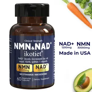 IKOTIET is an NMN + NAD+ + nicotinamide riboside + multivitamin formula designed as a comprehensive wellness supplement for women’s daily vitality, heart function, and muscle maintenance, available in a 60-capsule trial pack.