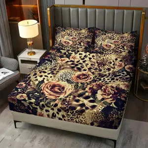 Wake Up to Wild Romance with This Gorgeous Fitted Sheet Set! Featuring Bold Vintage Roses, Lush Leaves & Classic Leopard Print Background, High-Resolution Digital Printing Makes Every Lush Detail Pop, Statement-Making Bedroom Makeover, No Filling.