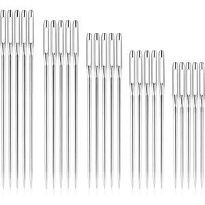 50 Pcs Sewing Needles Large Eye Hand Sewing, 5 Sizes Embroidery Needles, Stainless Steel Yarn Needle, Self Threading Needles for Hand Sewing