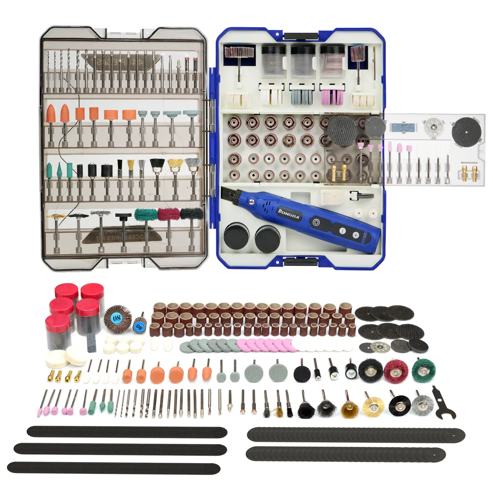 448pcs with Mini Cordless Rotary Tool, Fits Dremel Rotary Tools, Universal Fitment for Polishing, Sanding, Cutting, Drilling, Engraving, Grinding with Portable Tool Storage Case