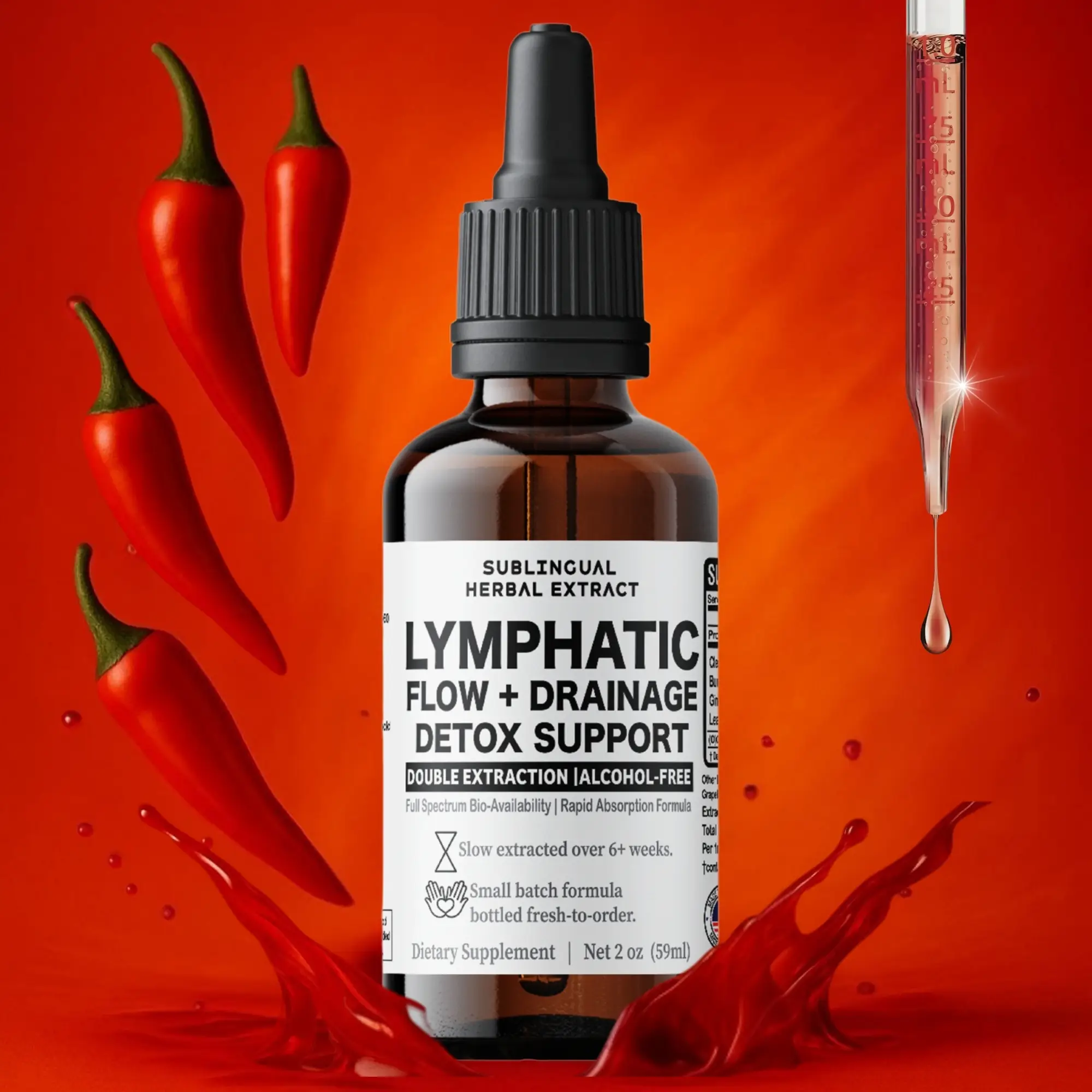 Lymphatic Flow & Drainage Support Drops - Herbal Extract - Mullein Leaf & Dandel...