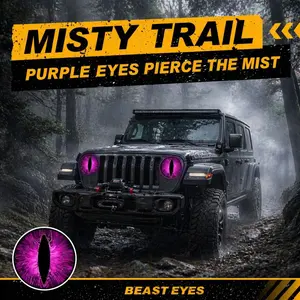 Misty Trail Beast Eye 3D Headlight Decals for Jeep Fantasy Anime Car Light Embellishments Self-Adhesive Reusable Round Overlay Compatible with Plastic Glass Ceramic Custom Car Lights Stickers outdoorfun