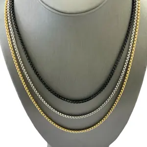 Stainless Steel Chain 22 inches, Available in Gold plated, Rose Gold Plated, Black Plated or silver color.