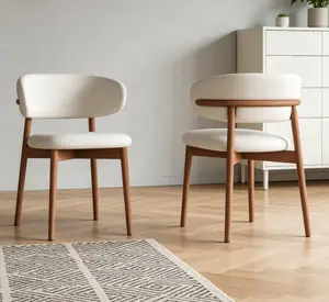 Mid-Century Modern Wooden-Leg Dining Chair (Set of 2) - Stylish, Comfortable, Durable Indoor Chair for Dining Room, Kitchen, Easy to Assemble