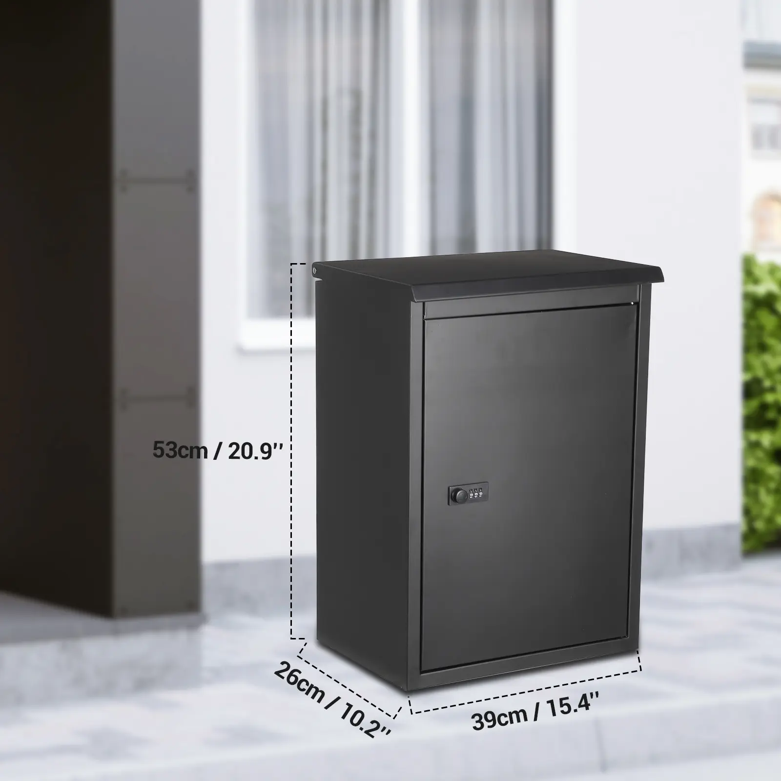 Extra Large Galvanized Steel Parcel Mailbox - Anti-Theft Outdoor Package Drop Box with Code Lock, Wall Mountable, Secure Delivery for Porch or Curbside, Black or White