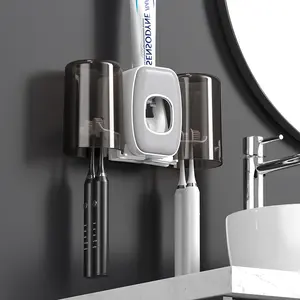 Wall-Mounted Automatic Toothpaste Dispenser + Brush Holder Set, Clean and Beautiful, Essential for Daily Use, Dust-Proof