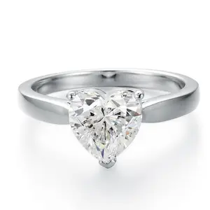 [TW] " Pure Love“ 2 Carats 2CT Heart Shape VVS1 D Color 925 Sterling Sliver Synthetic Moissanite Ring Perfect Gift For  Engagement Wedding Party Gift Birthday Gift For Women (KD472) sterling silver