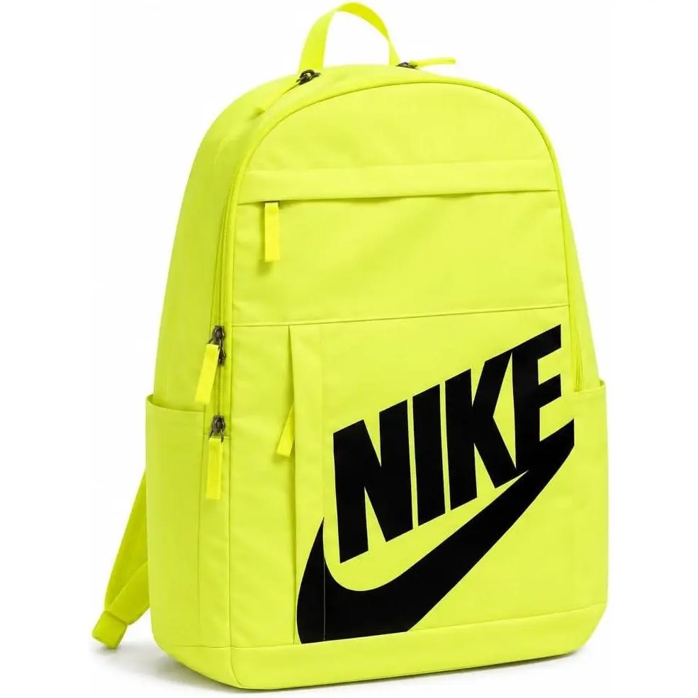 Nike Backpack Unisex Elemental Daypack 21L - Light Lemon Twist with Black Trim, Polyester, Padded Adjustable Straps, Double-Zip Main Compartment, Front Organizer Panel for School Gym Travel DD0559-736