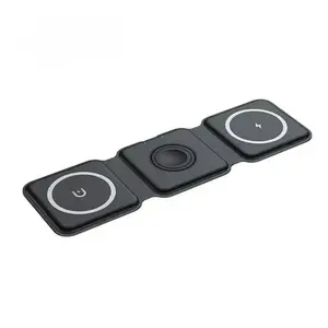 3 in 1 Magnetic Wireless Charger Portable Fast Charging Dock Station Foldable Stand Trip Charger For iPhone Apple Watch AirPods
