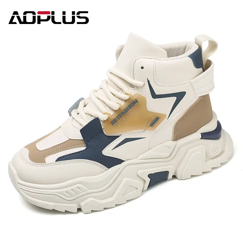 Men's High-Top Sneakers, Adjustable Lace-Up Gym Sports Trainers in Breathable Fabric with Anti-Slip Tread for Walking and Running, Sneaker, Sports Shoes, Adjustable Lace-Up Casual Trainers