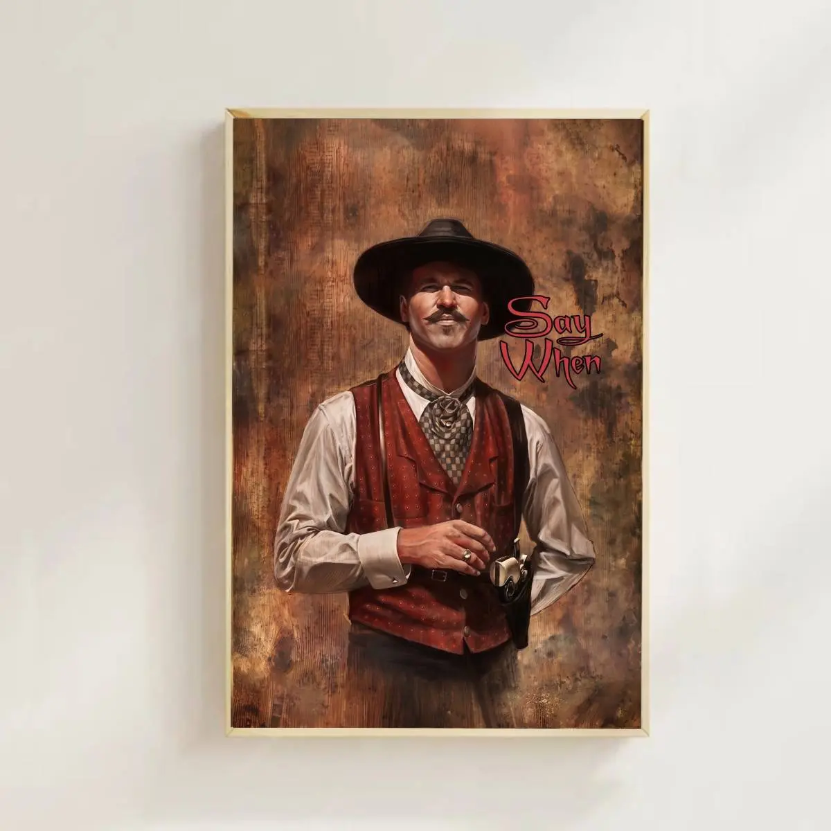 Vintage Tombstone Movie Wall Poster (No Frame), “Say When” Quote Doc Holliday Wall Art, Classic Western Art, Made In USA