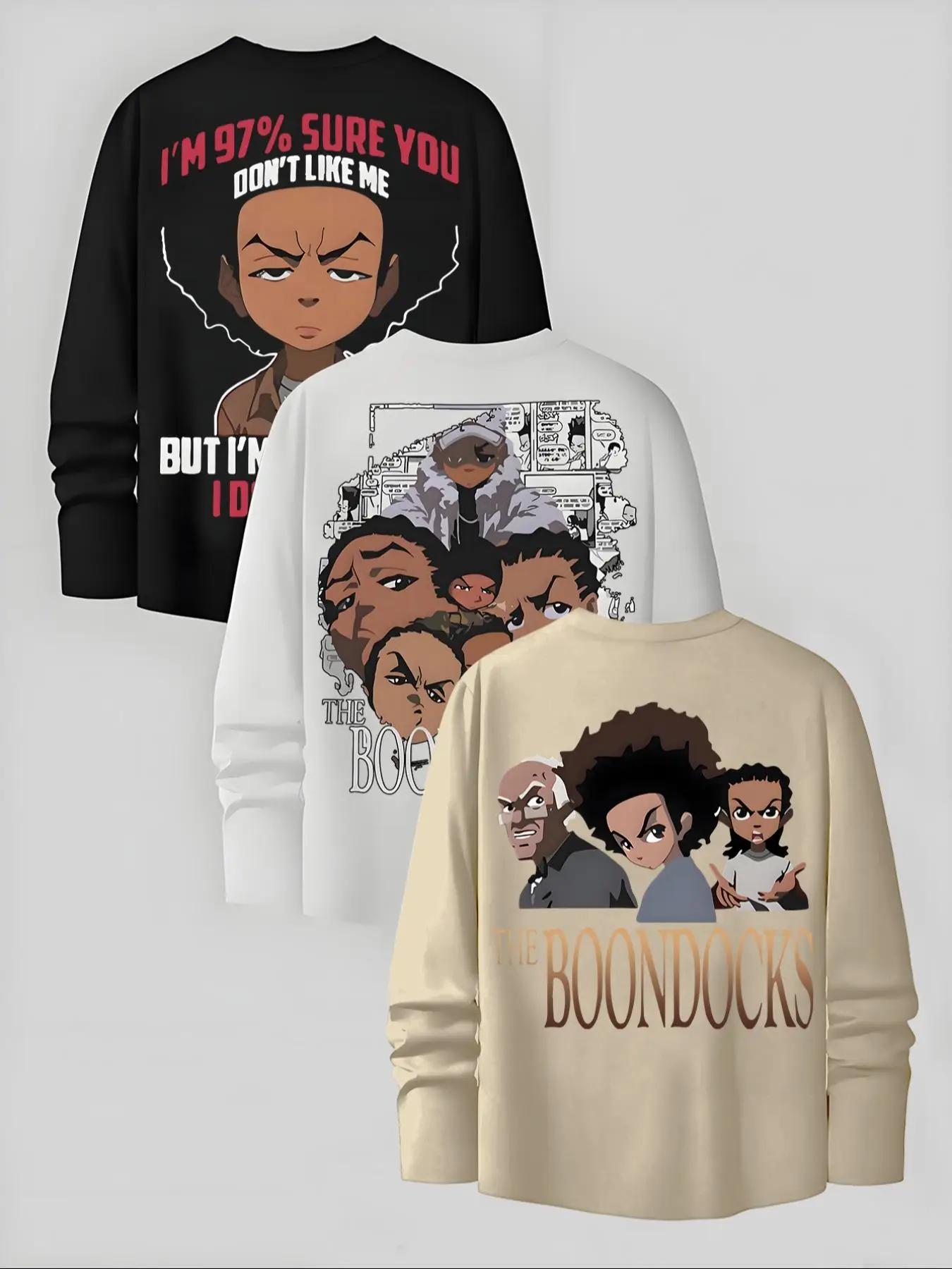 Men's Cartoon & Letter Print Long Sleeve Tee, 3 Counts/set Regular Fit Casual Graphic Round Neck T-shirt for Fall, Men's Top for Daily Wear