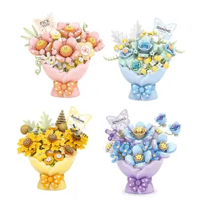 LOZ Smart Bouquet Blue Dream Sunflower Fantasy Purple Pink Love Flower Accumulated Wood Flower Valentine's Day Gift Girlfriend DIY Building Blocks Small Particle Assembly Toys Gift Model Ornament