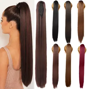 Claw Clip Ponytail Extensions 30 Inch Long Straight Ponytails Hairpieces Synthetic Hair Pony Tails Extension Clip in Hairpiece for Women Girls instant length
