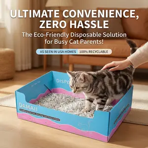 5 PCS Disposable Litter Boxes for Cats, Foldable Cat Litter Box, Portable Waterproof Travel Litter Box for Cats