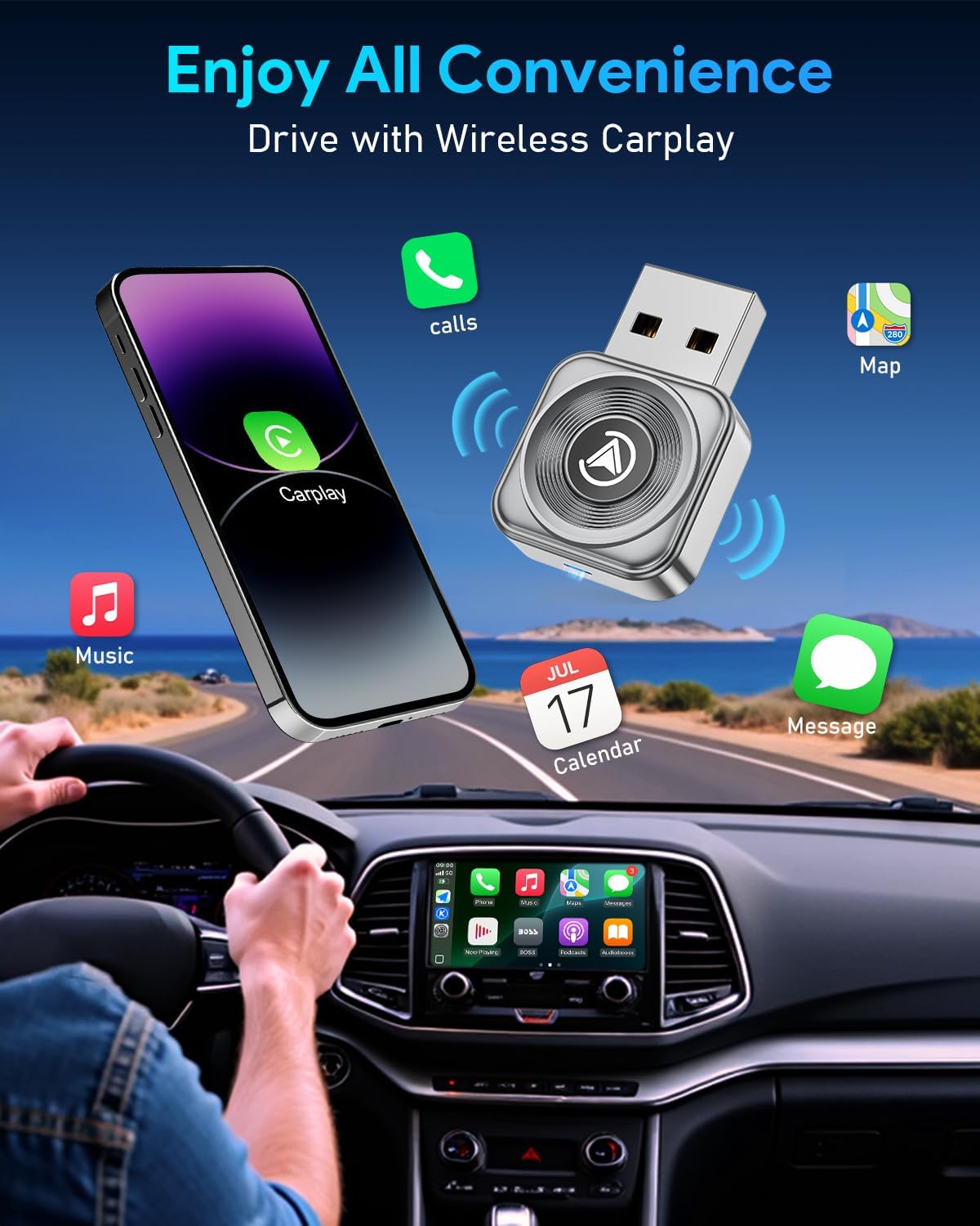 2026 Upgraded 2-in-1 Wireless CarPlay Adapter, Ultra Mini, Fast Auto Connection, Plug and Play for iOS10+ & Android11+ 2026 Upgraded 2-in-1 Wireless CarPlay Adapter, Ultra Mini, Fast Auto Connection, Plug and Play for iOS10+ & Android11+