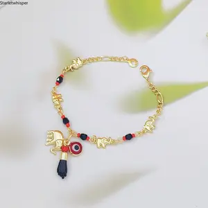 Boho Evil Eye & Lucky Elephant Anklet Bracelet Set for Women Cute Cartoon Beach Jewelry Trendy Vacation Style Stackable Foot & Wrist Accessories for Summer Beach Party Daily Outfits