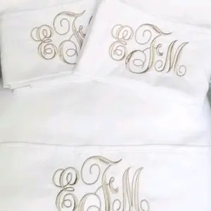 Monogrammed Sheets White with Embroidery Monogram Bedding King Sheet Set